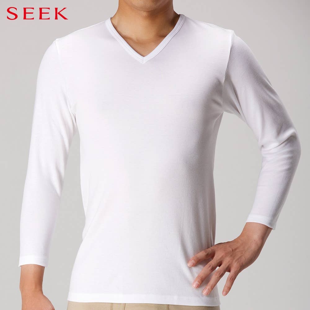 [100% Cotton/Heat-Generating] V-Neck Semi-Long Sleeve (V-Neck) [SALE]